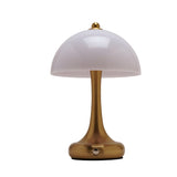 Domed USB LED Touch Opaque Glass Table Lamp - Bronze & White