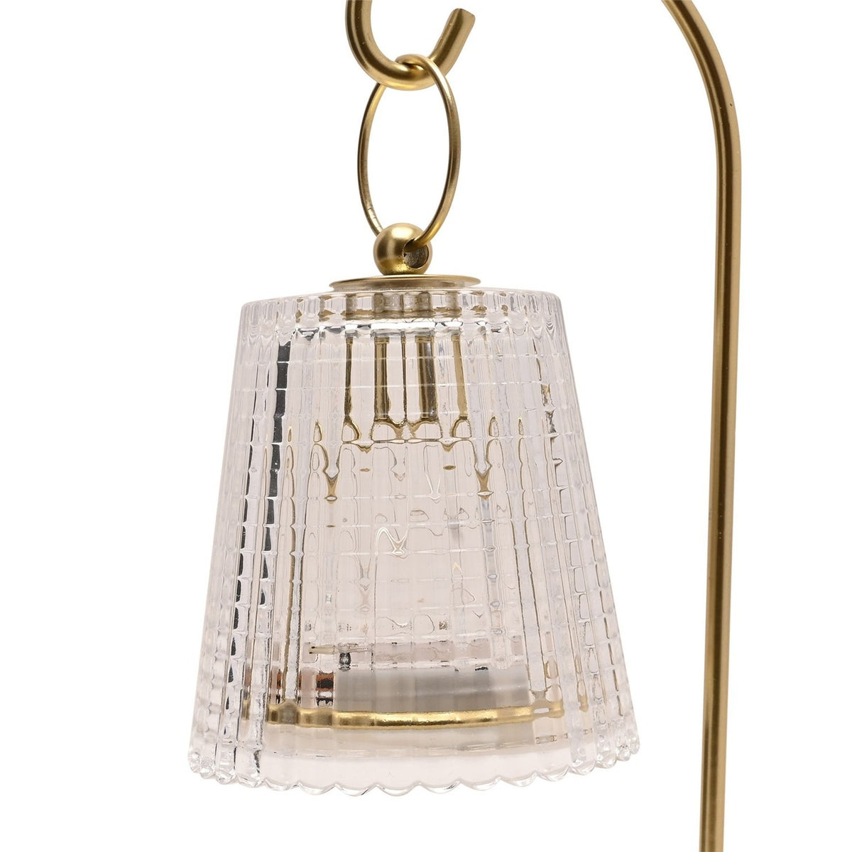 Single LED Table Lamp with Hanging Shade - Gold & Clear