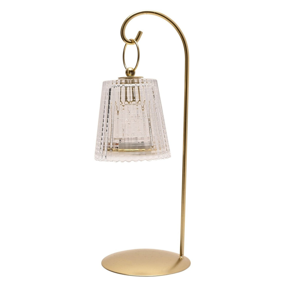 Single LED Table Lamp with Hanging Shade - Gold & Clear