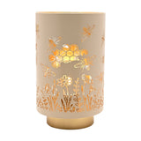 Bee and Flower Metal LED Table Lamp 18.6cm - Cream & Gold