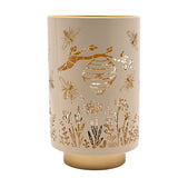 Bee and Flower Metal LED Table Lamp 18.6cm - Cream & Gold