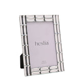 Faceted Block Glass Photo Frame with Stand - Silver & Clear