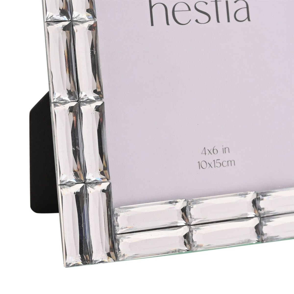 Faceted Block Glass Photo Frame with Stand - Silver & Clear