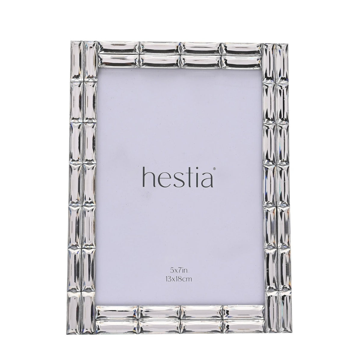Faceted Block Glass Photo Frame with Stand - Silver & Clear