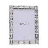 Faceted Block Glass Photo Frame with Stand - Silver & Clear