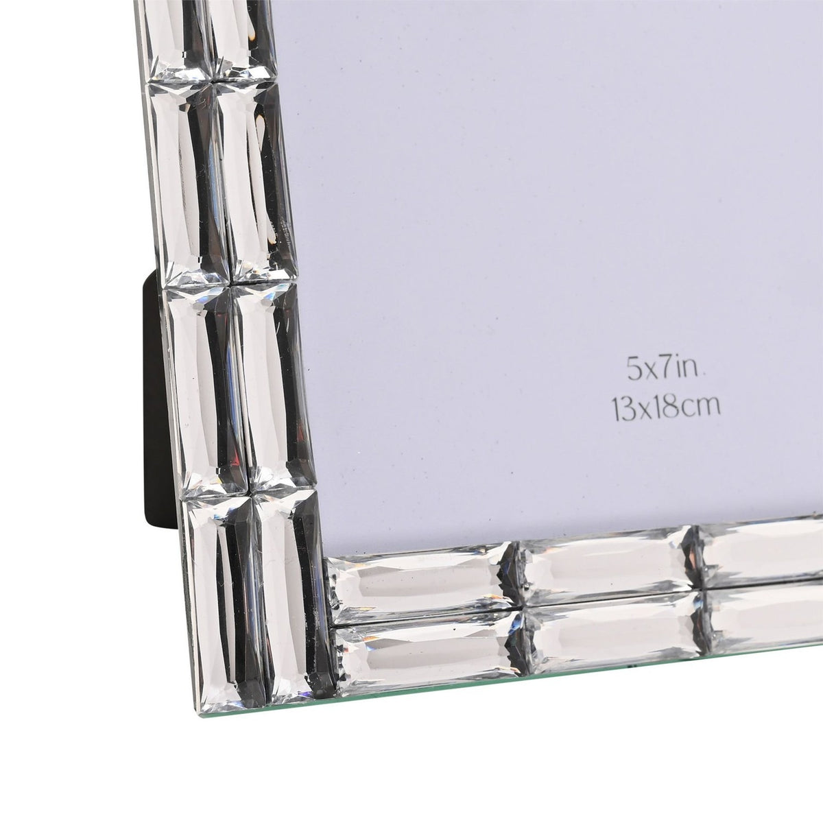 Faceted Block Glass Photo Frame with Stand - Silver & Clear