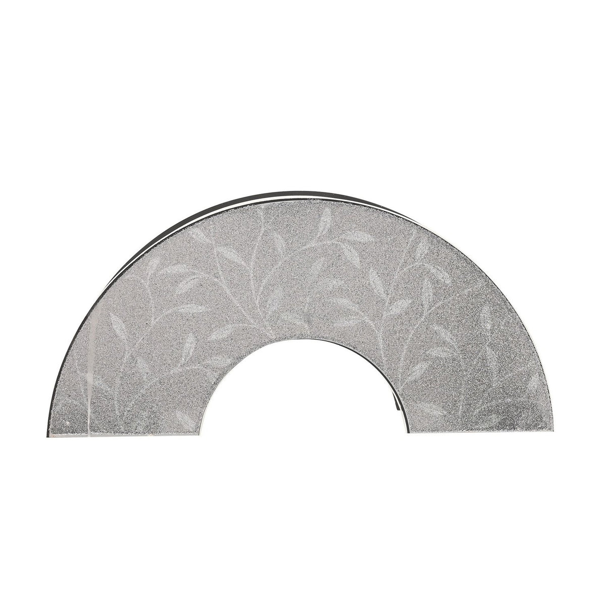 Glitter Leaf Glass Triple Tealight Candle Holder - Silver & Clear