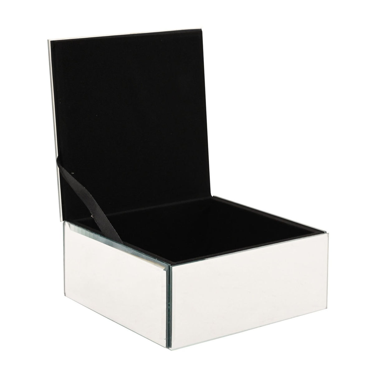 Square Scatter Diamante Glass Jewellery Box - Silver & Black