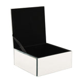 Square Scatter Diamante Glass Jewellery Box - Silver & Black