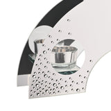 Close-up of the silver Scatter Diamante Triple Tealight Glass Candle Holder, featuring an arched mirrored panel with a round tealight window and scattered diamante detailing, on a white background.