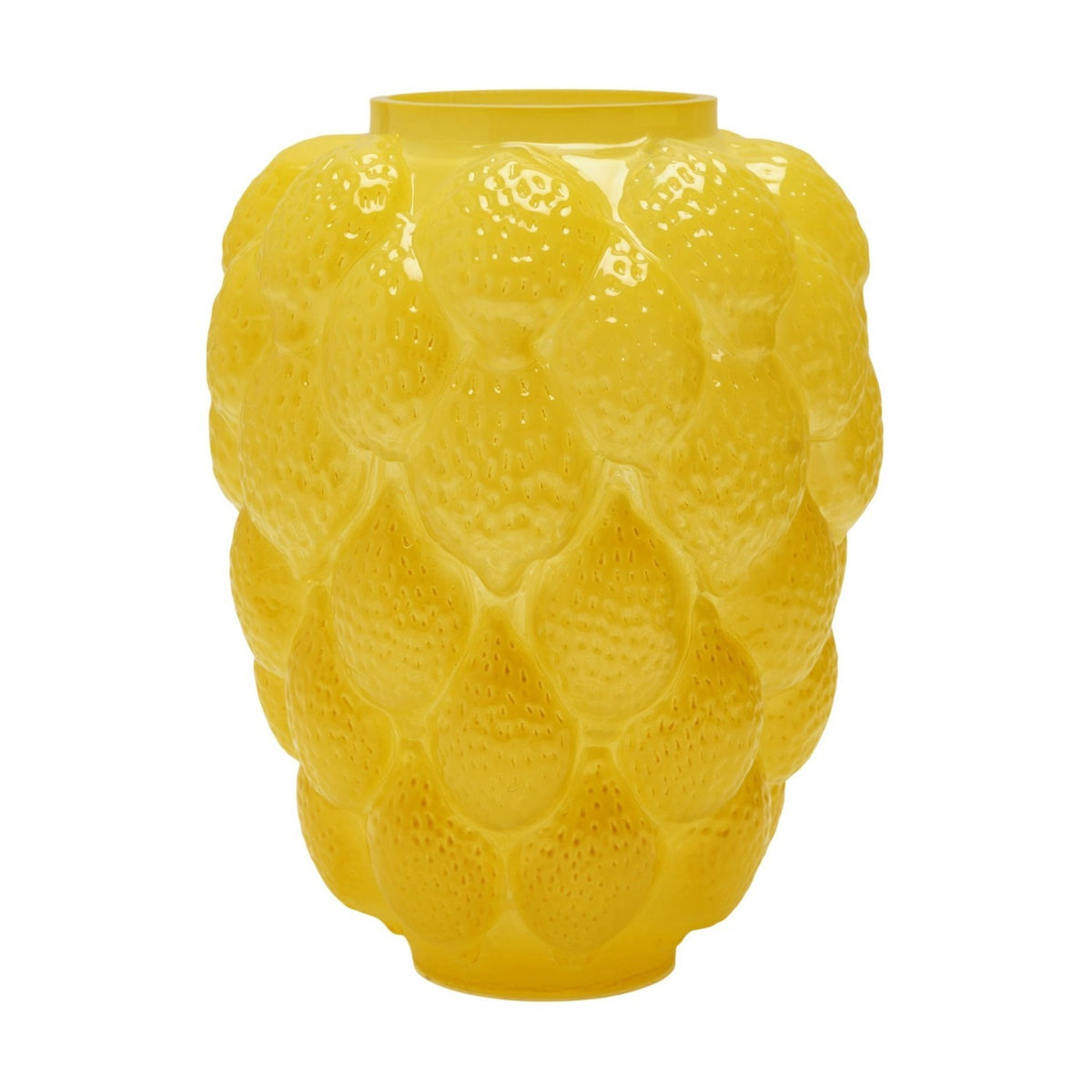 Bunched Lemon Glass Bud Vase with Peel Texture - Yellow