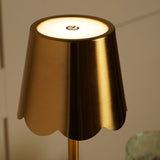Scalloped Edge Brass LED Rechargeable Touch Table Lamp - Gold