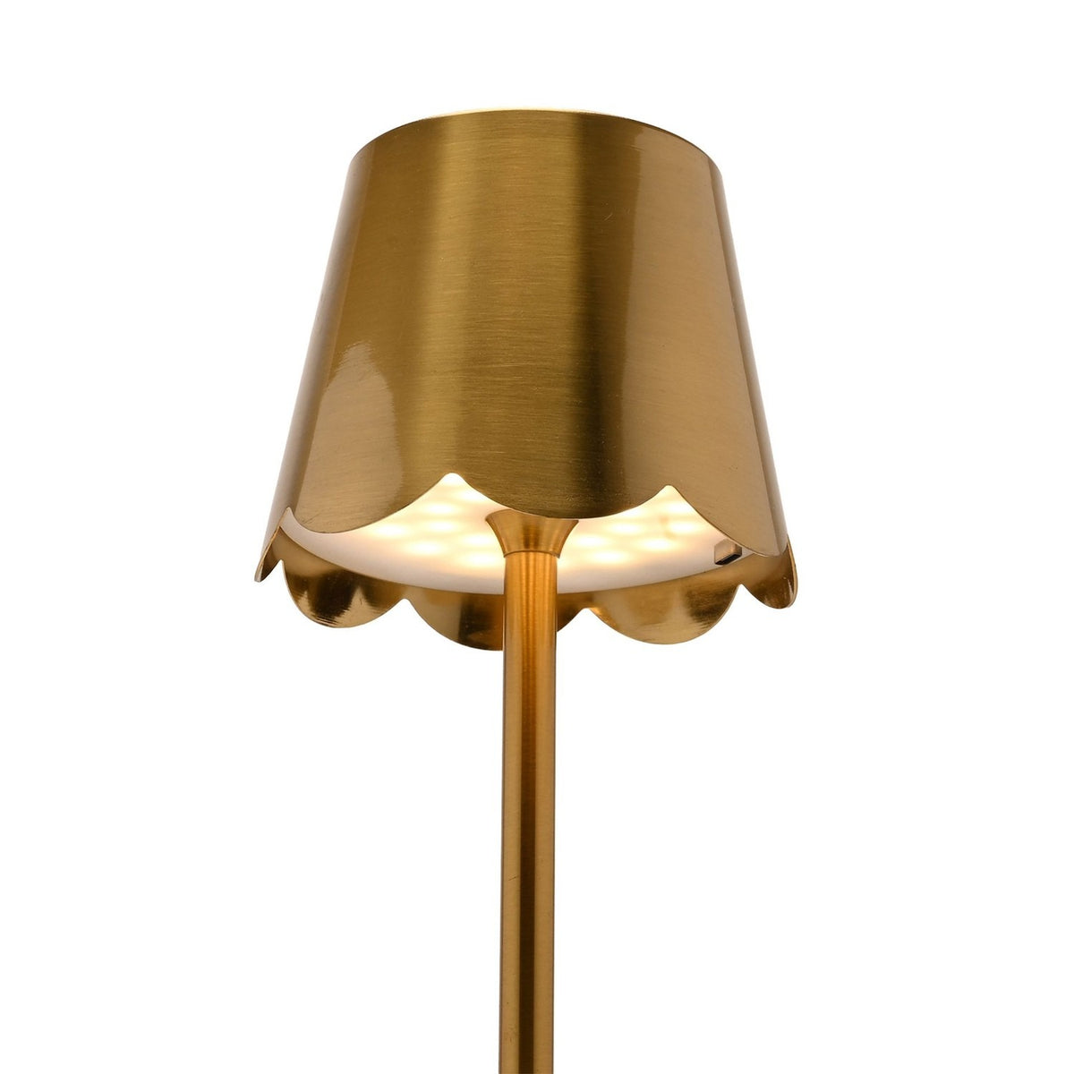 Scalloped Edge Brass LED Rechargeable Touch Table Lamp - Gold