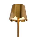 Scalloped Edge Brass LED Rechargeable Touch Table Lamp - Gold