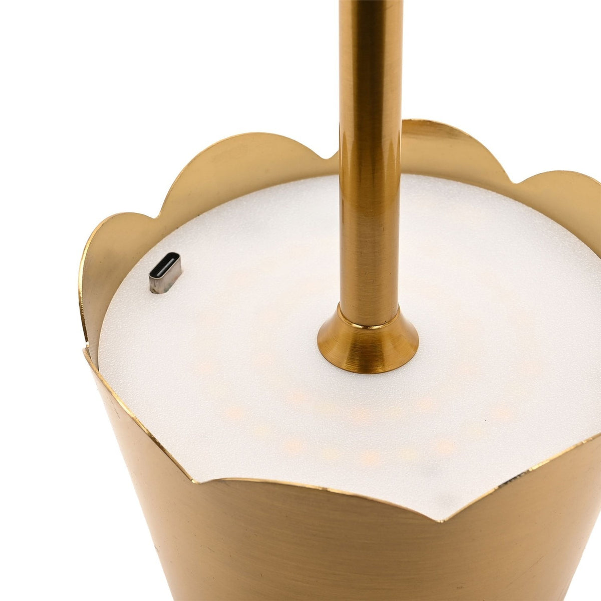 Scalloped Edge Brass LED Rechargeable Touch Table Lamp - Gold