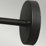The Helsingor 1 Light Outdoor Wall Light - Black showcases a Danish-inspired design with a close-up of its matte black metal rod connected to a circular wall mount against a light gray background, exuding elegance and style.