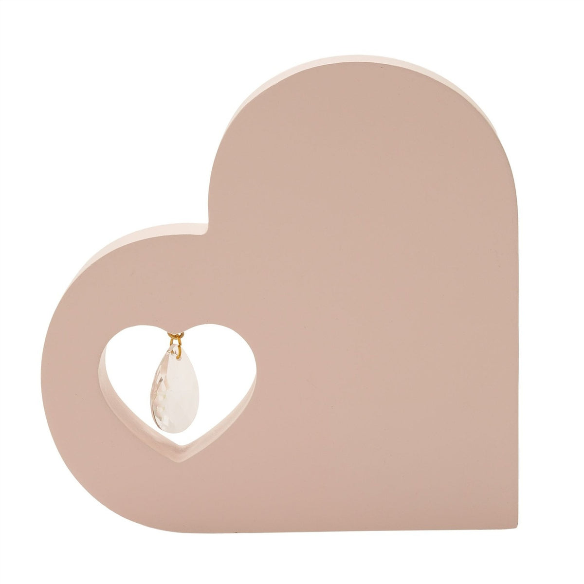 Mum Gold Lettered Heart MDF Plaque with Faceted Drop - Pink