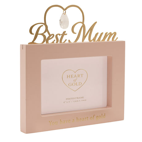 Best Mum Cut Out Heart MDF Photo Frame 6 x 4in - Pink & Gold