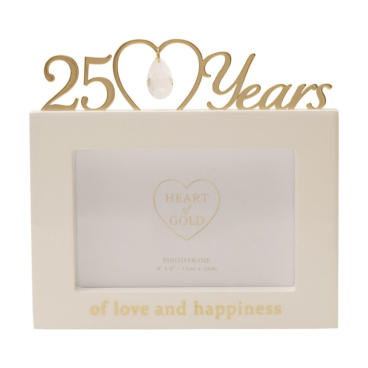25th Anniversary MDF Photo Frame 6 x 4in - Cream & Gold