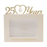 25th Anniversary MDF Photo Frame 6 x 4in - Cream & Gold