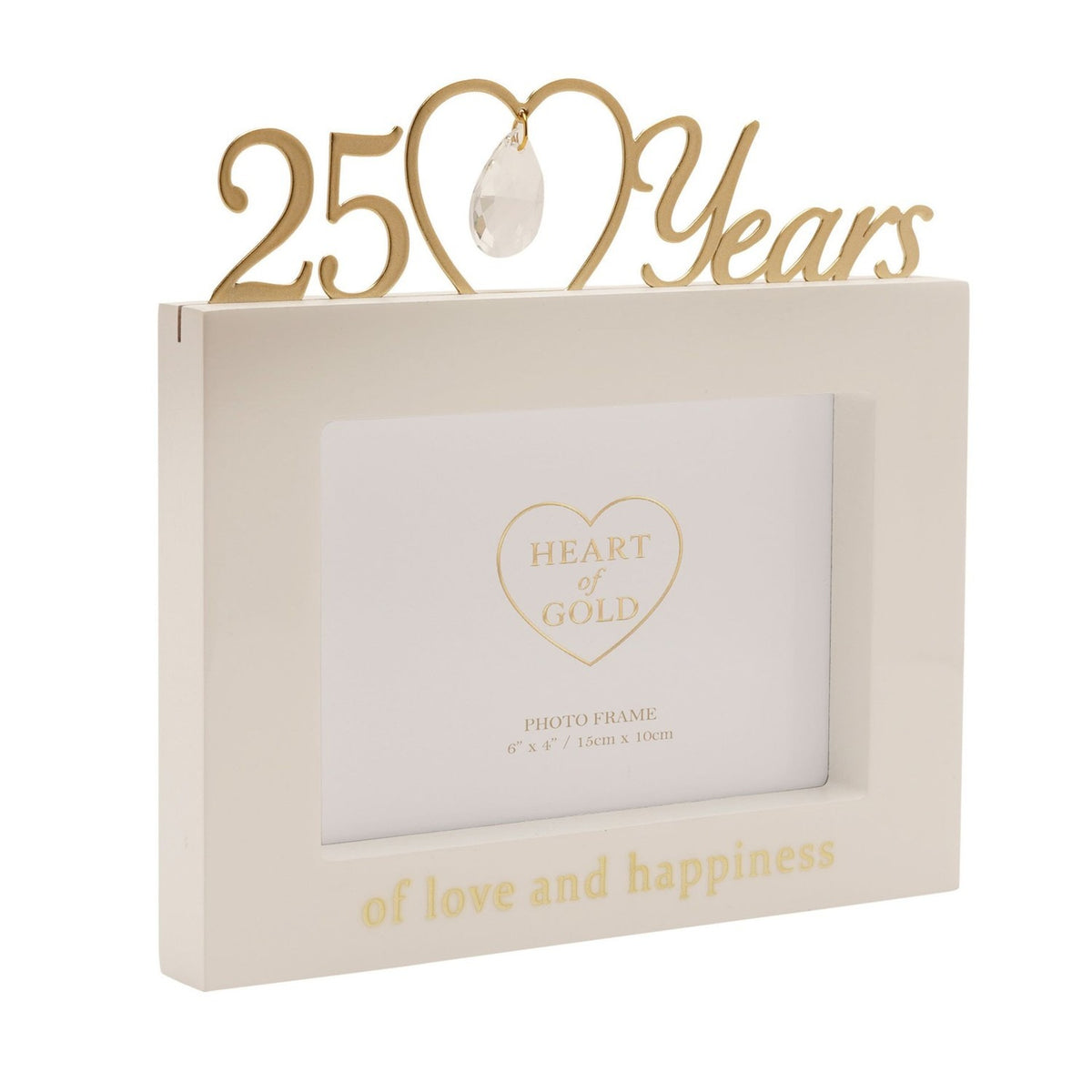 25th Anniversary MDF Photo Frame 6 x 4in - Cream & Gold