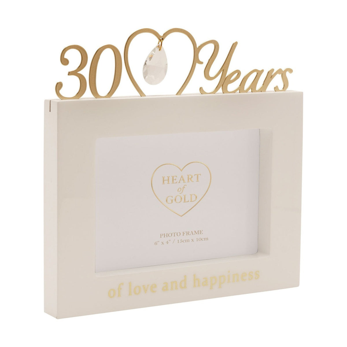 30th Anniversary MDF Photo Frame 6 x 4in - Cream & Gold