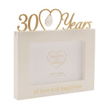 30th Anniversary MDF Photo Frame 6 x 4in - Cream & Gold