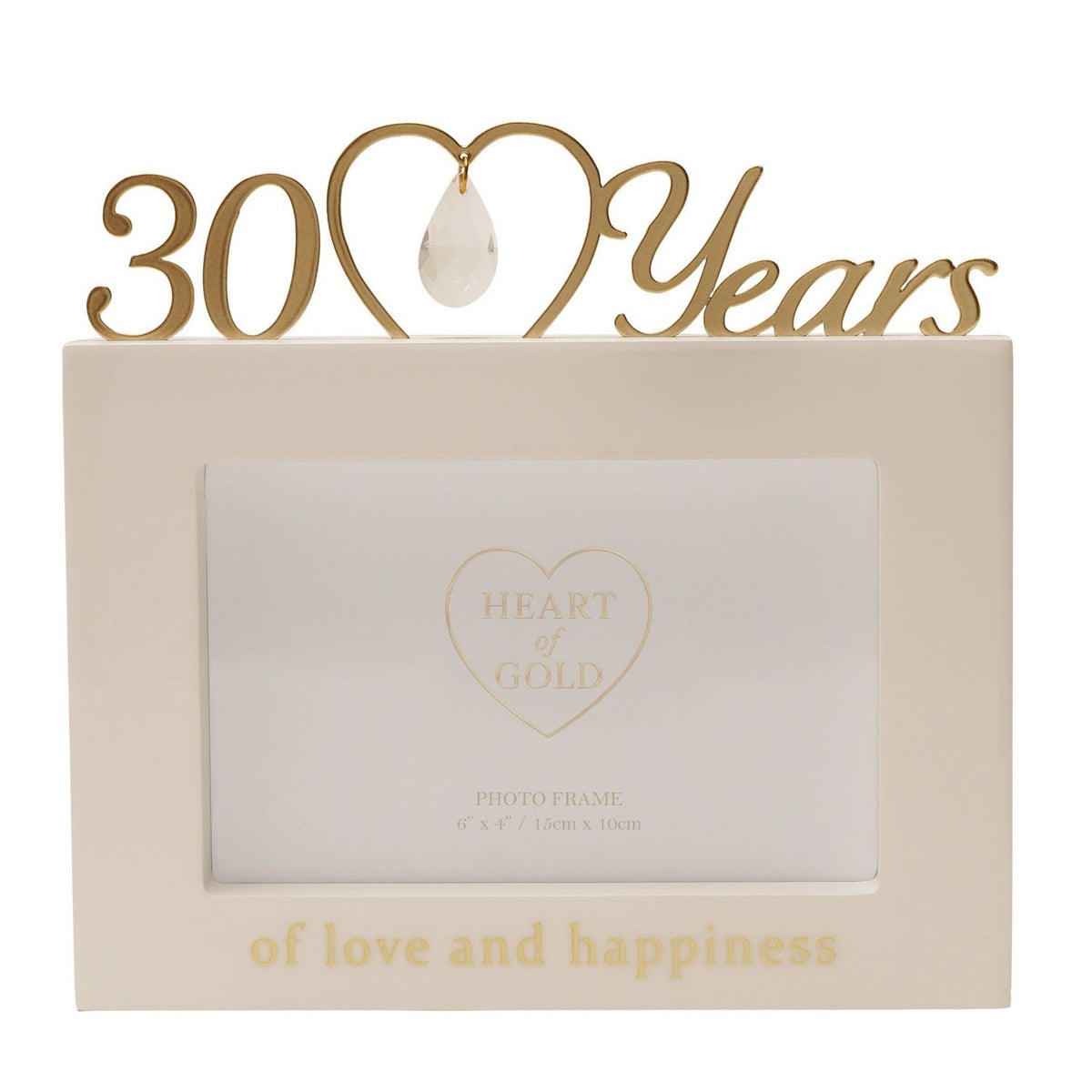 30th Anniversary MDF Photo Frame 6 x 4in - Cream & Gold