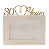 30th Anniversary MDF Photo Frame 6 x 4in - Cream & Gold