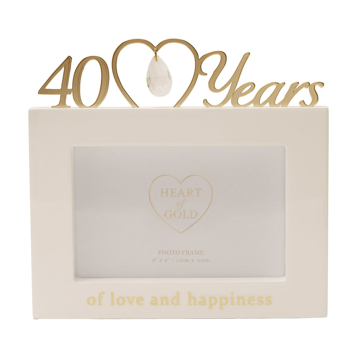 40th Anniversary MDF Photo Frame 6 x 4in - Cream & Gold