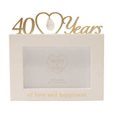 40th Anniversary MDF Photo Frame 6 x 4in - Cream & Gold