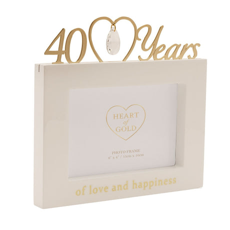 40th Anniversary MDF Photo Frame 6 x 4in - Cream & Gold
