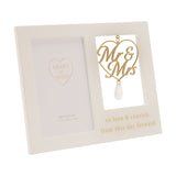 Mr & Mrs Heart MDF Photo Frame 6 x 4in Portrait - Cream