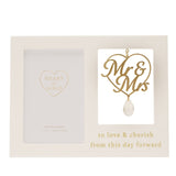 Mr & Mrs Heart MDF Photo Frame 6 x 4in Portrait - Cream