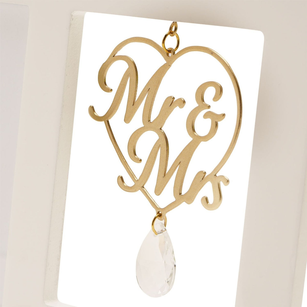 Mr & Mrs Heart MDF Photo Frame 6 x 4in Portrait - Cream