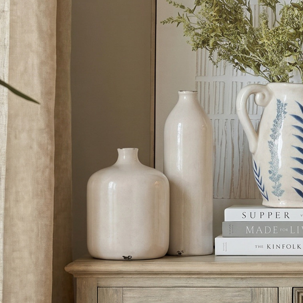 Calvenne Glazed Ceramic Vase – Cream