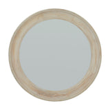 Washed Wood Round Wall Mirror – Antique White