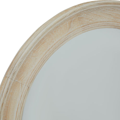 Washed Wood Round Wall Mirror – Antique White