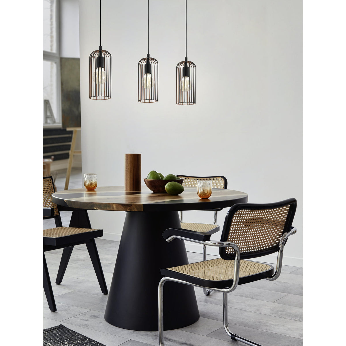 Hilorne Linear Pendant Light - Black & Copper