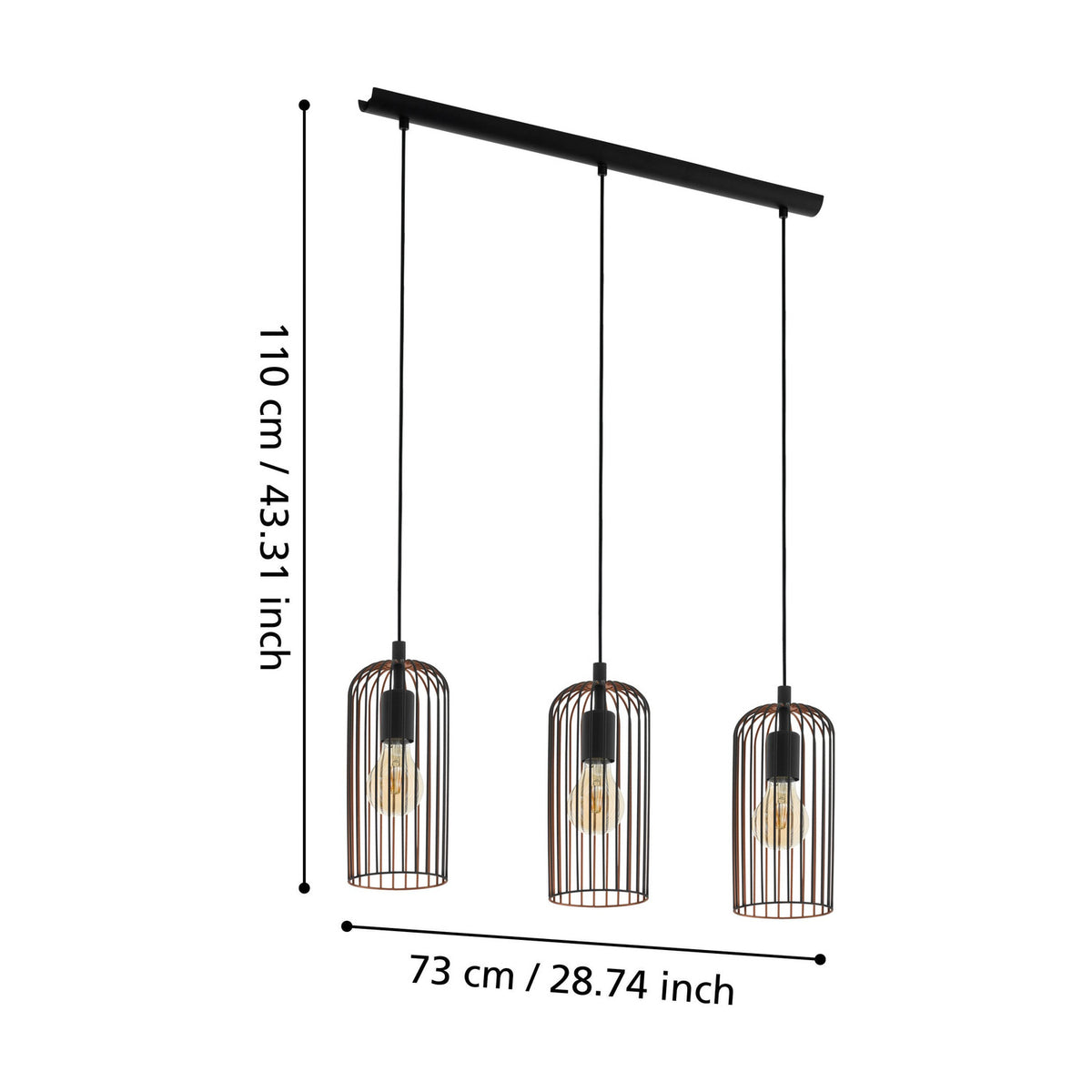 Hilorne Linear Pendant Light - Black & Copper