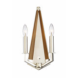 Hilton 2 Light Wood Wall Light - Nickel & Taupe