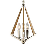 Hilton 30cm Tetragonal 3 Light Wood Chandelier - Nickel & Taupe