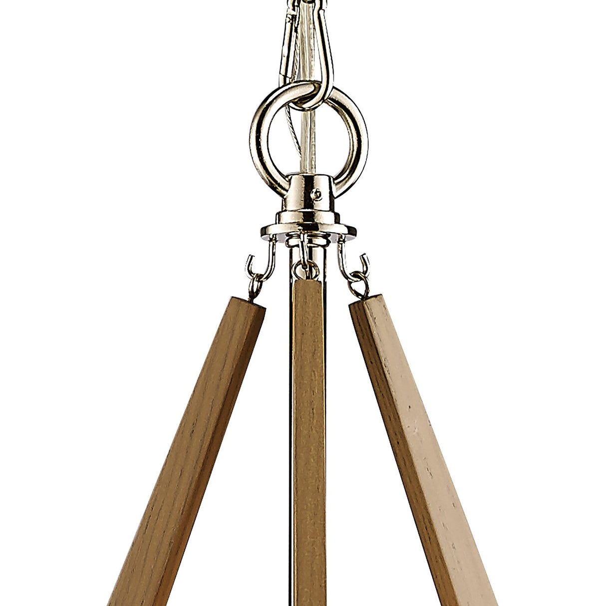 Hilton 30cm Tetragonal 3 Light Wood Chandelier - Nickel & Taupe
