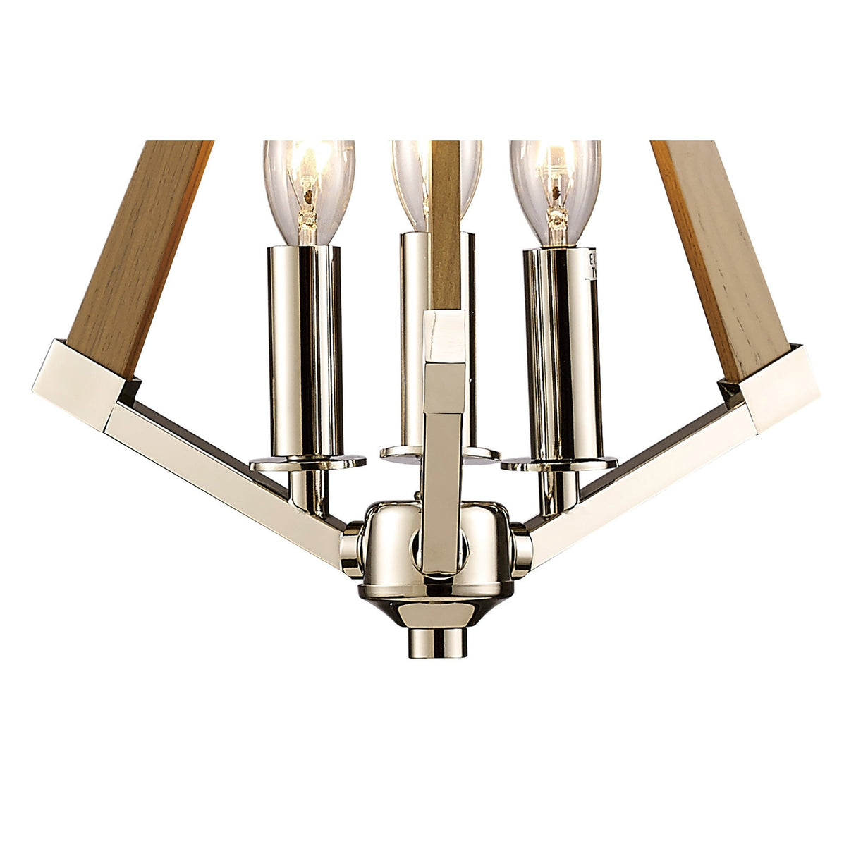 Hilton 30cm Tetragonal 3 Light Wood Chandelier - Nickel & Taupe