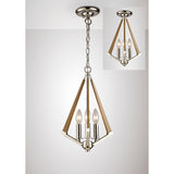 Hilton 30cm Tetragonal 3 Light Wood Chandelier - Nickel & Taupe