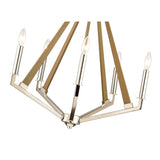 Hilton 60cm Pentagonal 5 Light Wood Chandelier - Nickel & Taupe