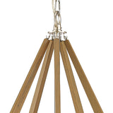 Hilton 60cm Pentagonal 5 Light Wood Chandelier - Nickel & Taupe