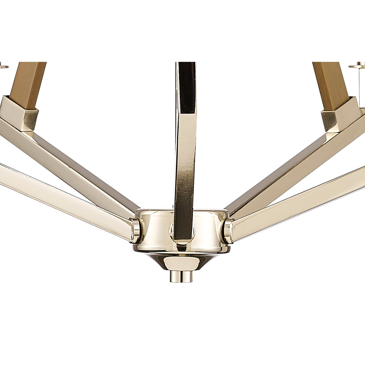Hilton 60cm Pentagonal 5 Light Wood Chandelier - Nickel & Taupe