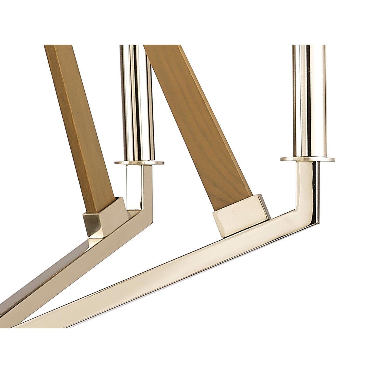 Hilton 60cm Pentagonal 5 Light Wood Chandelier - Nickel & Taupe