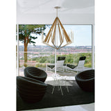 Hilton 112cm Decagonal 10 Light Wood Chandelier - Nickel & Taupe